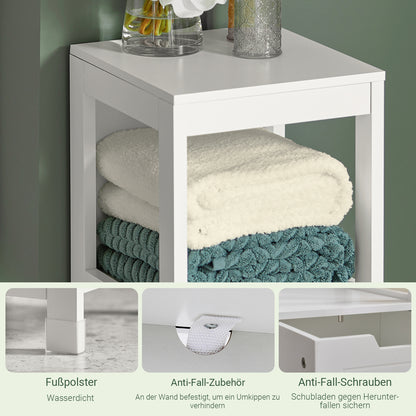 SoBuy | Bad Hochschrank | Badschrank Weiß | Badezimmermöbel Landhaus | FRG127-W