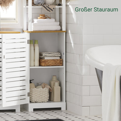 SoBuy | Bad Hochschrank | Badschrank Weiß | Badezimmermöbel | BZR43-W