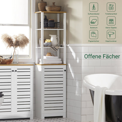 SoBuy | Bad Hochschrank | Badschrank Weiß | Badezimmermöbel | BZR43-W