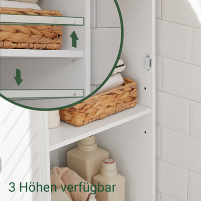 SoBuy | Bad Hochschrank | Badschrank Weiß | Badezimmermöbel | BZR43-W