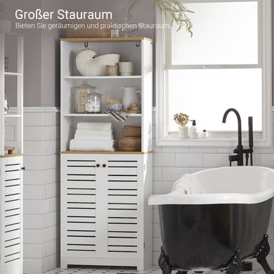 SoBuy | Badezimmer Hochschrank | Badschrank Weiß | Badezimmermöbel | BZR44-W