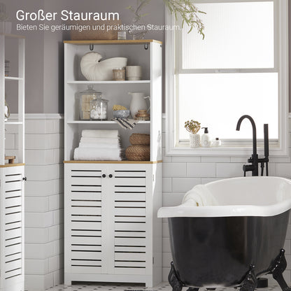 SoBuy | Badezimmer Hochschrank | Badschrank Weiß | Badezimmermöbel | BZR44-W