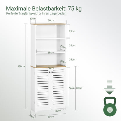SoBuy | Badezimmer Hochschrank | Badschrank Weiß | Badezimmermöbel | BZR44-W