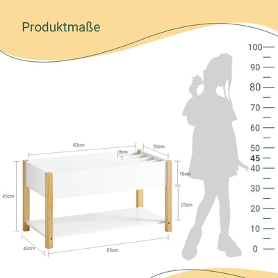 SoBuy | Kinderbücherregal | Spielzeugregal | Aufbewahrungsregal für Kinder | KMB35-W
