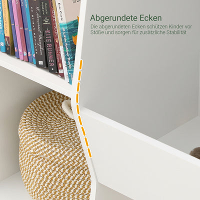 SoBuy | Kinderbücherregal | Spielzeugtruhe | Aufbewahrungsregal für Kinder | Weiß | KMB55-W