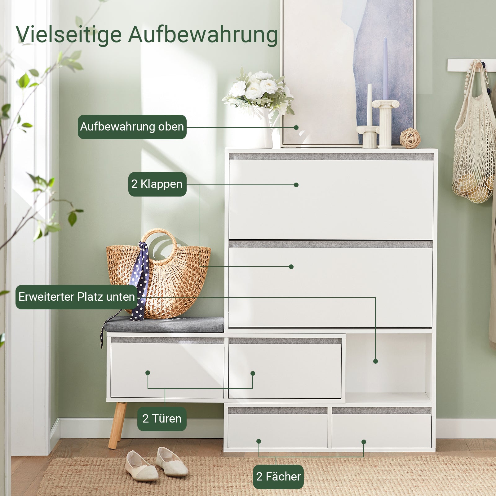 SoBuy | Schuhkipper | Schuhschrank | Schuhkommode Weiß | FSR134-W