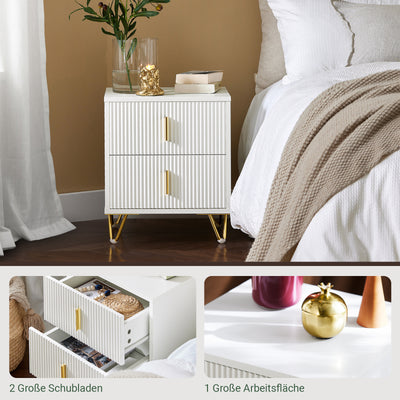 SoBuy | Nachttisch mit 2 Schubladen | Sofatisch | Beistelltisch | Weiß | FBT115-W