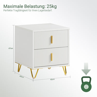 SoBuy | Nachttisch mit 2 Schubladen | Sofatisch | Beistelltisch | Weiß | FBT115-W