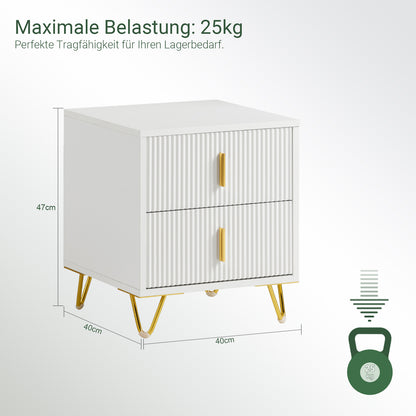 SoBuy | Nachttisch mit 2 Schubladen | Sofatisch | Beistelltisch | Weiß | FBT115-W