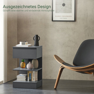 SoBuy | Nachttisch | Nachtschrank | Beistelltisch | Kommode Grau | FBT49-HG