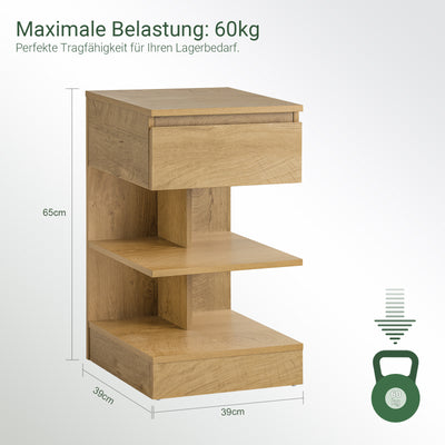 SoBuy | Nachttisch | Nachtschrank | Beistelltisch | Kommode Natur | FBT49-N