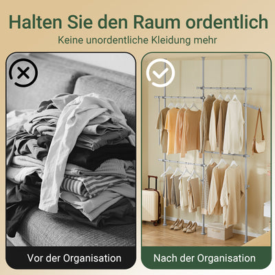SoBuy | Teleskop Kleiderstange | Kleiderstangen System | Regalsystem | Hellgrau | KLS03-II-HG