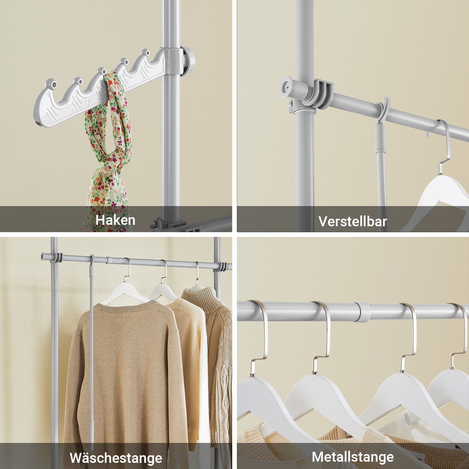 SoBuy | Teleskop Kleiderstange | Kleiderstangen System | Regalsystem | FRG109-II-HG