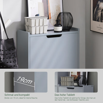 SoBuy | Schuhkipper mit 2 Klappen | Schuhschrank | Schuhkommode | Hellgrau | FSR151-HG