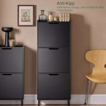 SoBuy | Schuhkipper mit 3 Klappen | Schuhschrank | Schuhkommode | Schwarz | FSR151-H-SCH