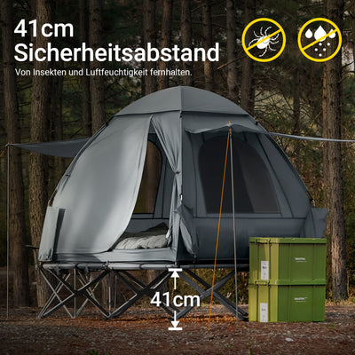 SoBuy | 7in1-Zelt Campingzelt | 2 Personen | Outdoor | Feldbett Hellgrau | 193x188x145cm | OGS32-L-HG