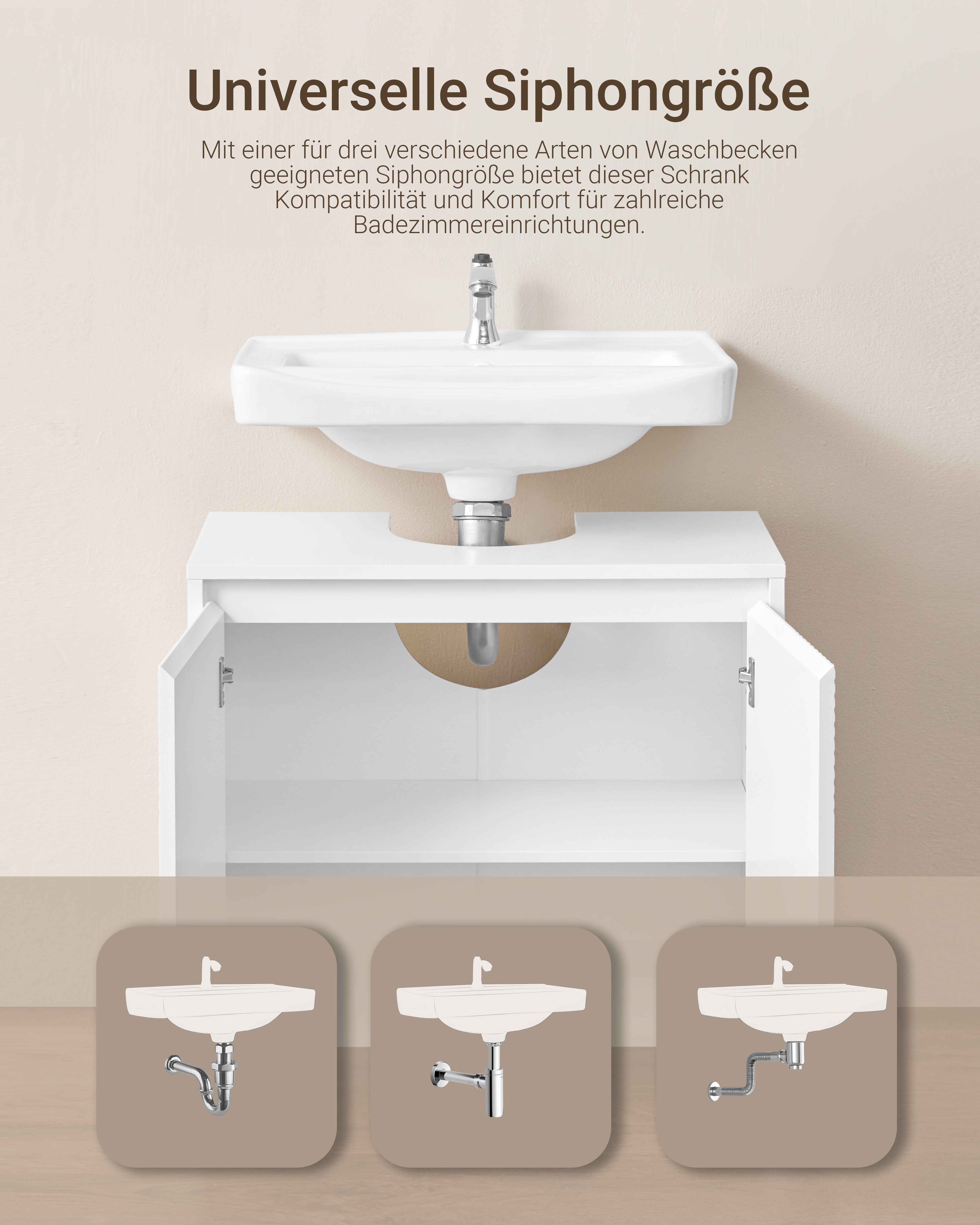 SoBuy | Waschbeckenunterschrank | Badezimmerschrank | Badmöbel Weiß | BZR157-W