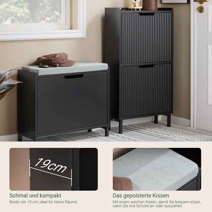 SoBuy | Schuhkipper mit 1 Klappe | Schuhschrank schmal | Schuhkommode | Schwarz | FSR151-K-SCH