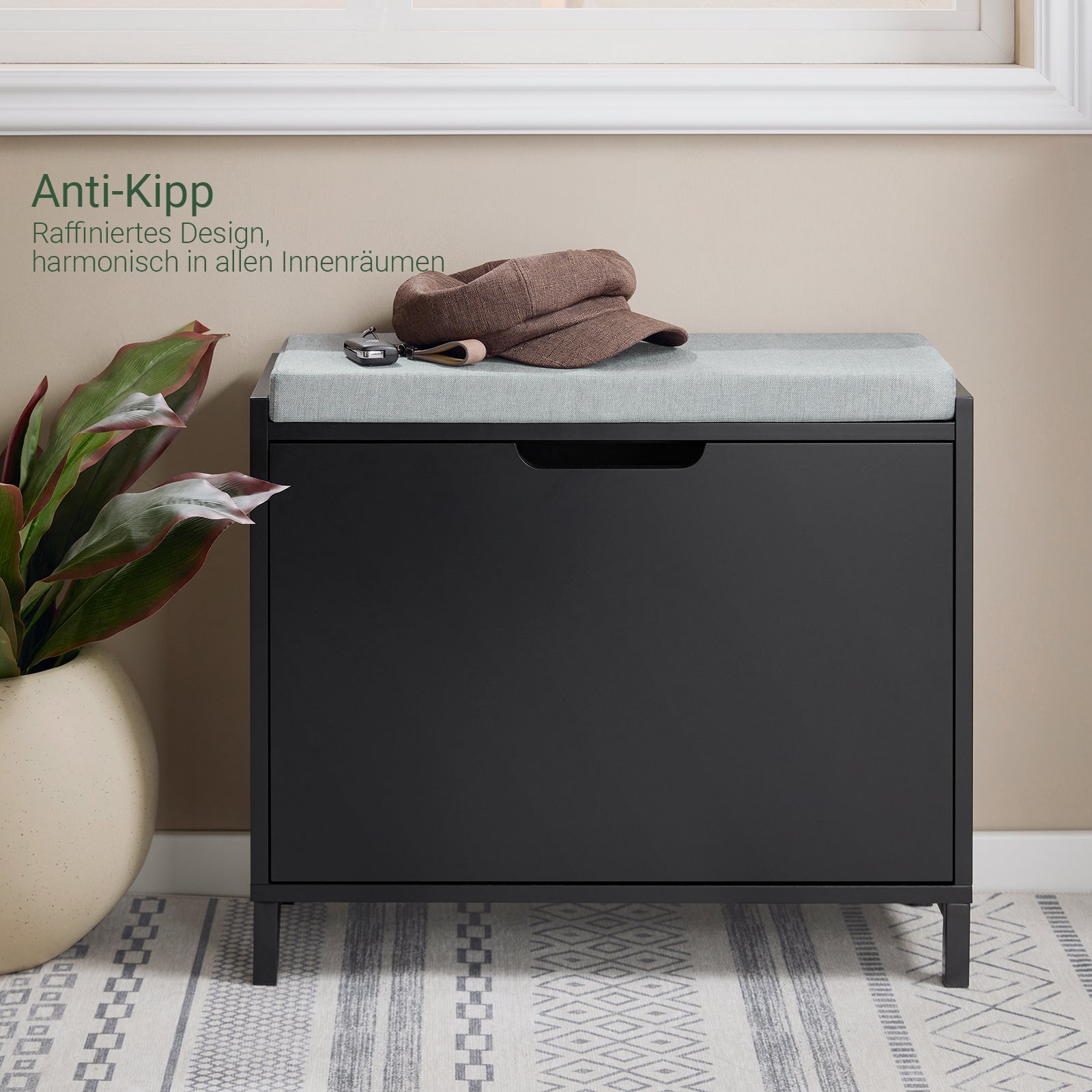 SoBuy | Schuhkipper mit 1 Klappe | Schuhschrank schmal | Schuhkommode | Schwarz | FSR151-K-SCH