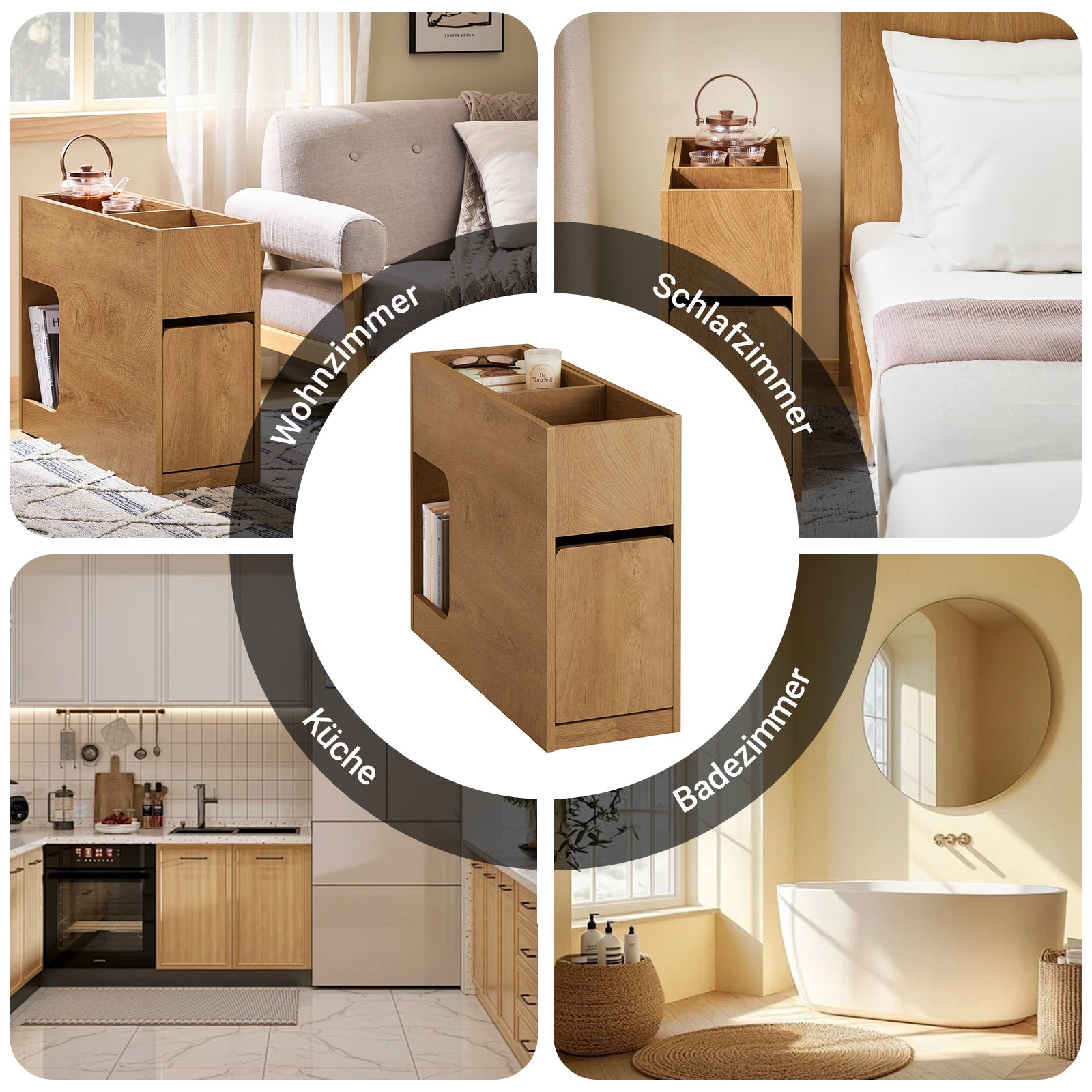 SoBuy | Nachttisch | Beistelltisch | Sofatisch | Schrank für Büro Natur | FBT158-N