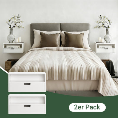 SoBuy | 2er Set Nachttisch | Nachtregal | Schweberegal | Wandschrank | NKD03-Wx2