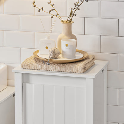 SoBuy | Wäscheschrank mit ausklappbarem Wäschesack | Wäschesammler | Wäschekorb | Weiß | BZR100-W