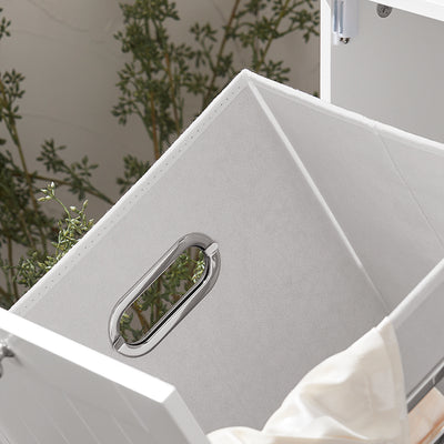 SoBuy | Wäscheschrank mit Wäschesack | Wäschesammler | Weiß | BZR105-W