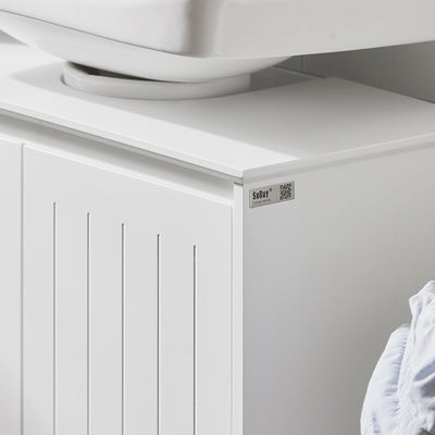 SoBuy | Waschbeckenunterschrank | Badezimmerschrank | Waschtisch | Weiß | BZR108-II-W