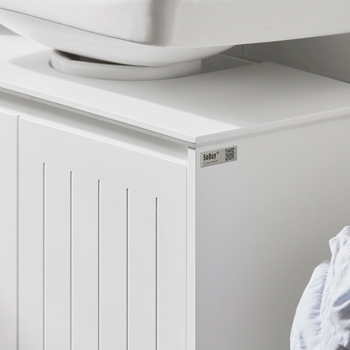 SoBuy | Waschbeckenunterschrank | Badezimmerschrank | Waschtisch | Weiß | BZR108-II-W