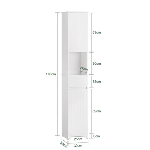 SoBuy | Hochschrank | Badschrank | Badregal | Badezimmermöbel | Weiß | BZR109-W