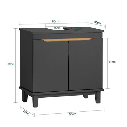 SoBuy | Waschbeckenunterschrank | Badschrank | Waschtisch | Dunkelgrau | BZR113-DG
