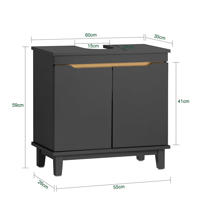 SoBuy | Waschbeckenunterschrank | Badschrank | Waschtisch | Dunkelgrau | BZR113-DG