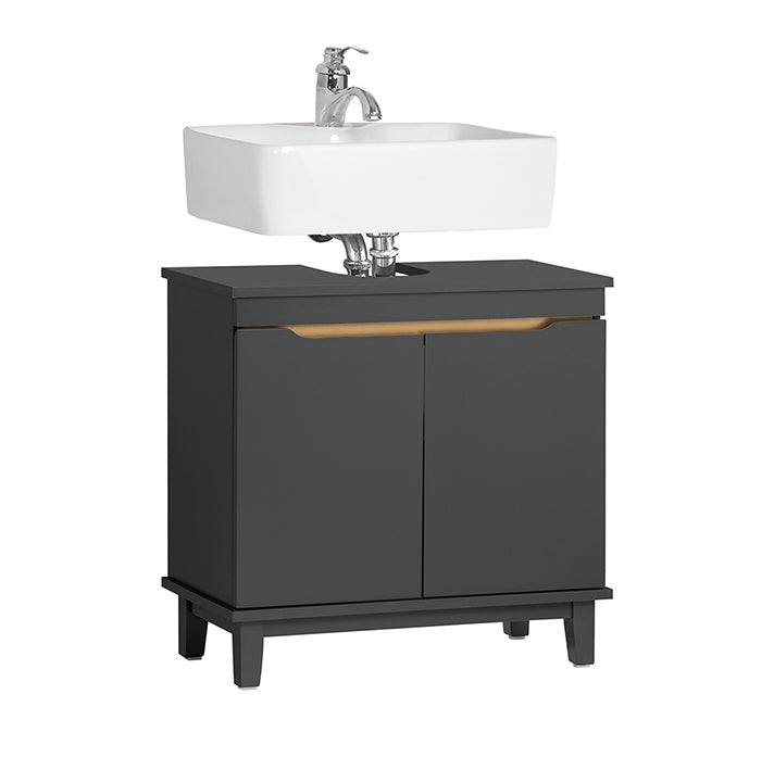 SoBuy | Waschbeckenunterschrank | Badschrank | Waschtisch | Dunkelgrau | BZR113-DG
