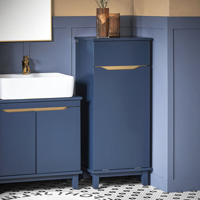 SoBuy | Wäscheschrank mit Wäschesack | Wäschesammler | Wäschekorb | Blau | BZR114-B