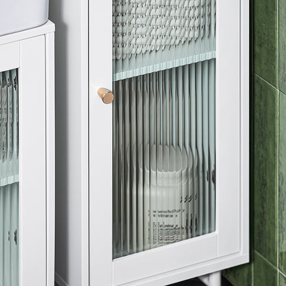 SoBuy | Bad Hochschrank | Badschrank mit Glastür | Badregal | Weiß | BZR118-W