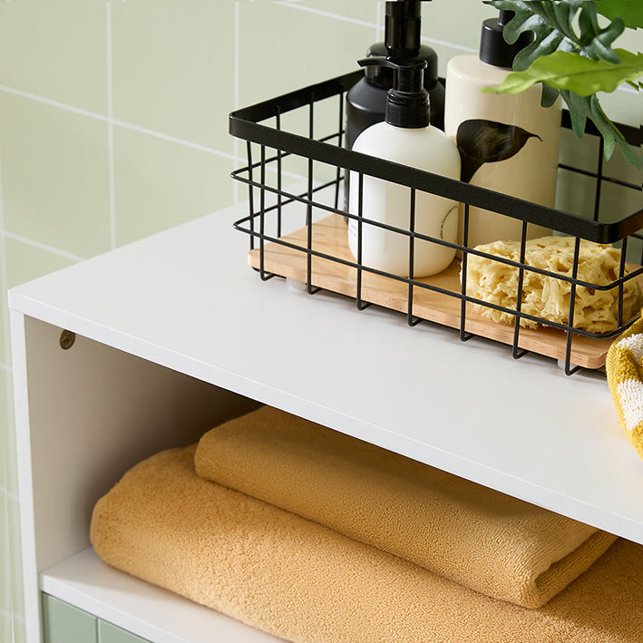 SoBuy | Badkommode mit 2 Türen | Badschrank | Sideboard | Flurschrank | Weiß-Grün | BZR138-GR