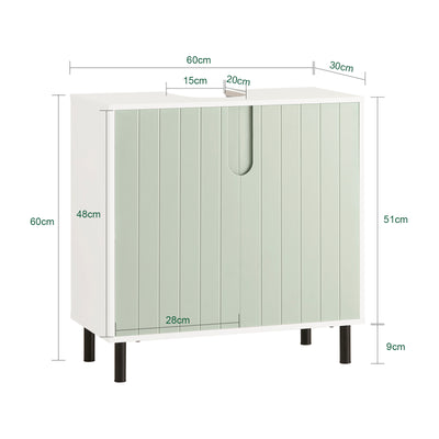 SoBuy | Waschbeckenunterschrank | Badezimmerschrank | Waschtisch | Weiß-Grün | BZR139-GR