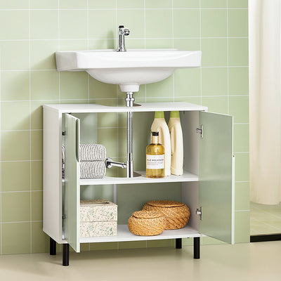 SoBuy | Waschbeckenunterschrank | Badezimmerschrank | Waschtisch | Weiß-Grün | BZR139-GR