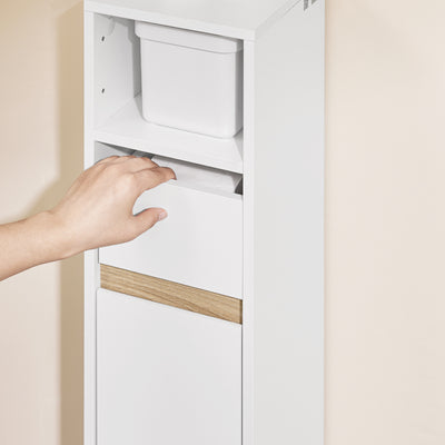 Vorverkauf | SoBuy Badezimmerschrank | für Enge Räume | Badmöbel mit Schublade | 20x96x20 cm | BZR151-W