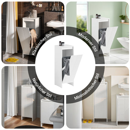 Vorverkauf | SoBuy | Wäscheschrank mit Wäschesack | Wäschesammler | Wäschekorb Weiß | BZR154-W