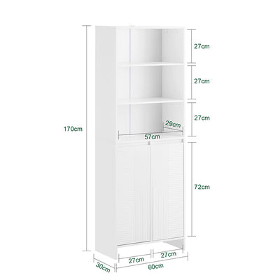 SoBuy | Badschrank mit 2 Wäschesäcken | Hochschrank | Wäscheschrank | Weiß | BZR155-W