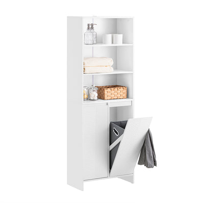 SoBuy | Badschrank mit 2 Wäschesäcken | Hochschrank | Wäscheschrank | Weiß | BZR155-W