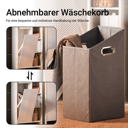 SoBuy | Wäscheschrank | Badschrank mit Wäschesack | Badkommode Weiß | BZR156-W
