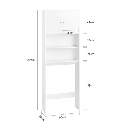 SoBuy | Toilettenregal | Waschmaschinenschrank | Badezimmerregal mit Schrank | Weiß | BZR165-W