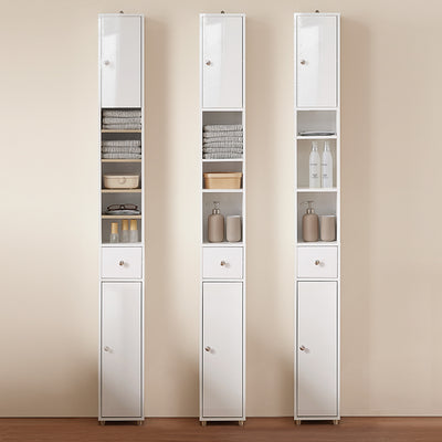 SoBuy | Bad Hochschrank | mit Verstellbare Ablagen schmal Hochglanz | Weiß | 20x180x20cm | BZR167-GW