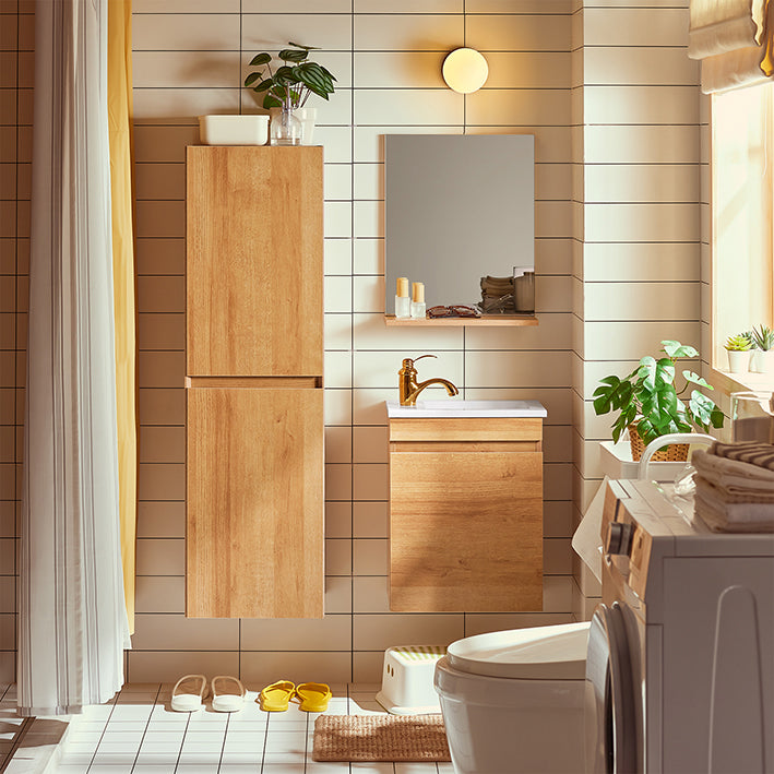 SoBuy | Waschbeckenunterschrank | Unterschrank mit Waschbecken | Badmöbel Natur | BZR169-N