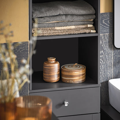 SoBuy | Bad Hochschrank | Badschrank | Badregal Dunkelgrau | BZR17-DG