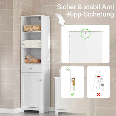 SoBuy | Bad Hochschrank | Badschrank | Badregal Weiß | BZR17-W