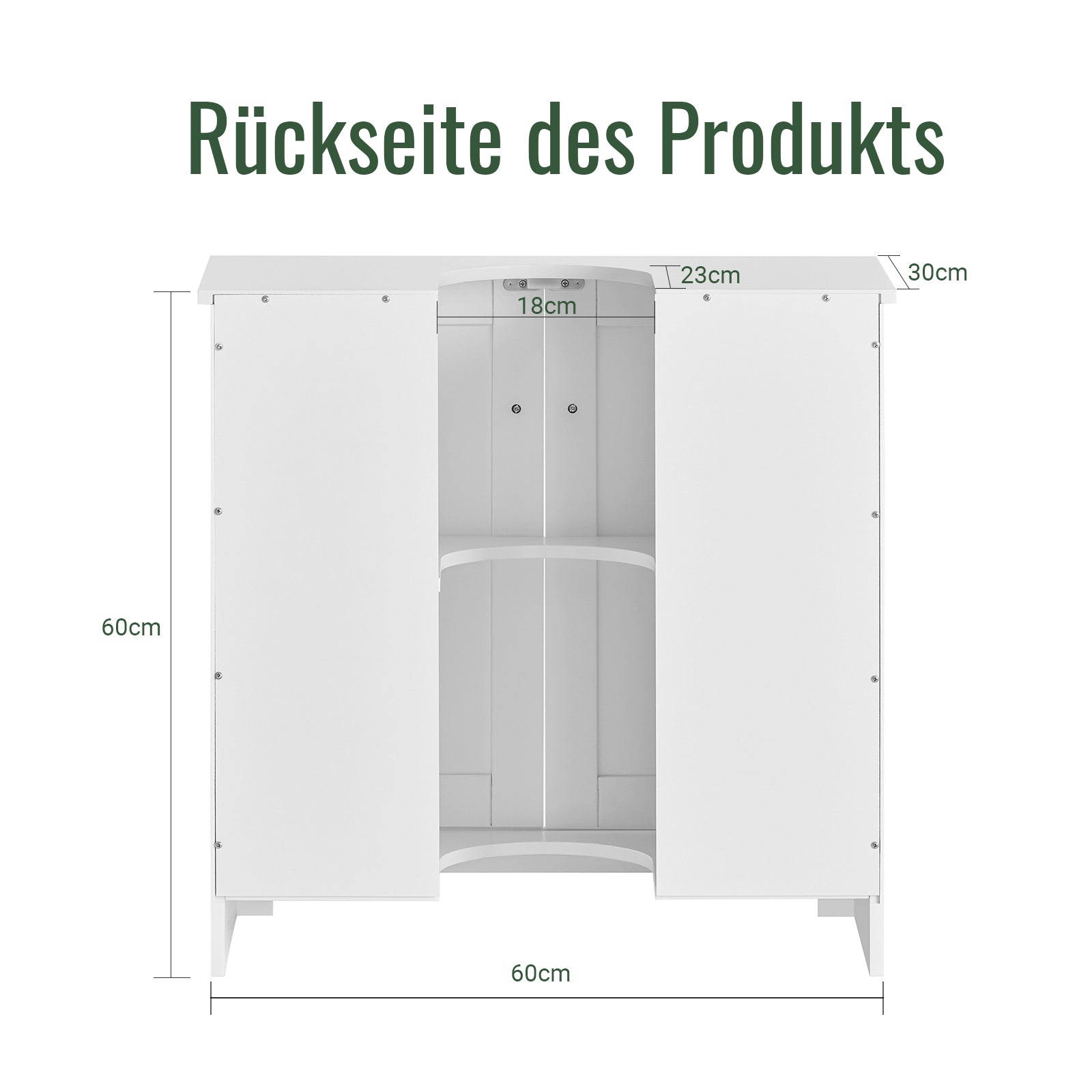 SoBuy | Waschbeckenunterschrank | Badezimmerschrank | Weiß 60x60x30cm BZR18-II-W