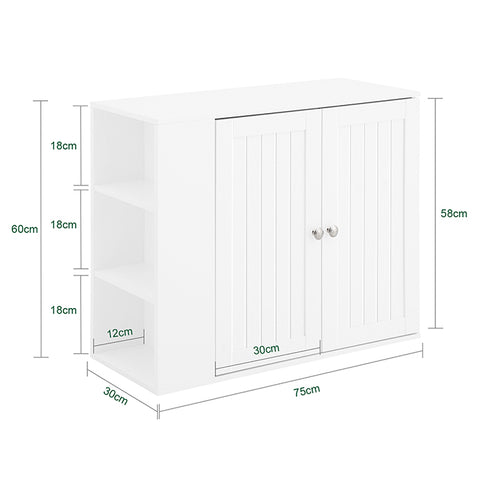 SoBuy | Wandschrank mit 3 Ablagen | Hängeschrank mit 2 Türen | Badschrank Weiß | BZR188-W